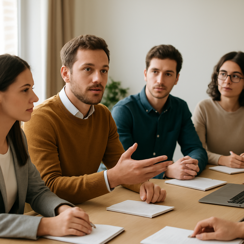 Giovani imprenditori in sessione formativa